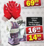 Glove Candy Stripe /PVC Knit Wrist-Each