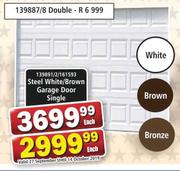 Steel White/Brown Garage Door Single-Each