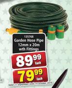 Garden Hose Pipe 12mm x 20m With Fittings-Each