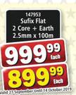 Sufix Flat 2 Core + Earth 2.5mm X 100m-Each