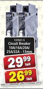 Circuit Breaker 10A/16A/20A/25A/32A-13mm Each