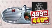 Sink Bowl Single Oval & Tray-Each
