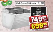 Wash Trough S/Steel Single-Each