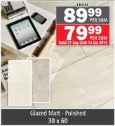 Glazed Matt Polished Tiles 30 x 60-Per Sqm