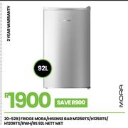 Hisense 92Ltr Met Bar Fridge M125RTS/H125RTS/H120RTS