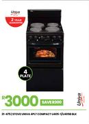 Univa 4Plate Compact Stove U405-1/U405B 