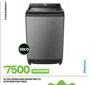 Hisense 18Kg Top Loader W/Machine WT5T1825DT/WTY1802T