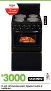 Univa 4 Plate Compact BLK Stove U405-1/U405B 21-475