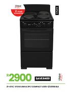 Univa 3 Plate Compact Blk Stove U305-1/U305B 21-474