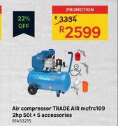 Trade Air MCFRC 109 2HP 50L + 5 Accessories Air Compressor