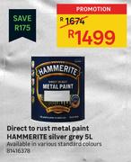 Hammerite 5L Silver Grey Direct To Rust Metal Paint