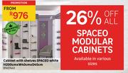 Spaceo White Cabinet With Shelves H200cm x W40cm x D45cm