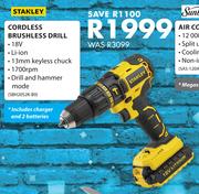 Stanley 18V Li-Ion 1700rpm Cordless Brushless Drill (SBH20S2K-B9)