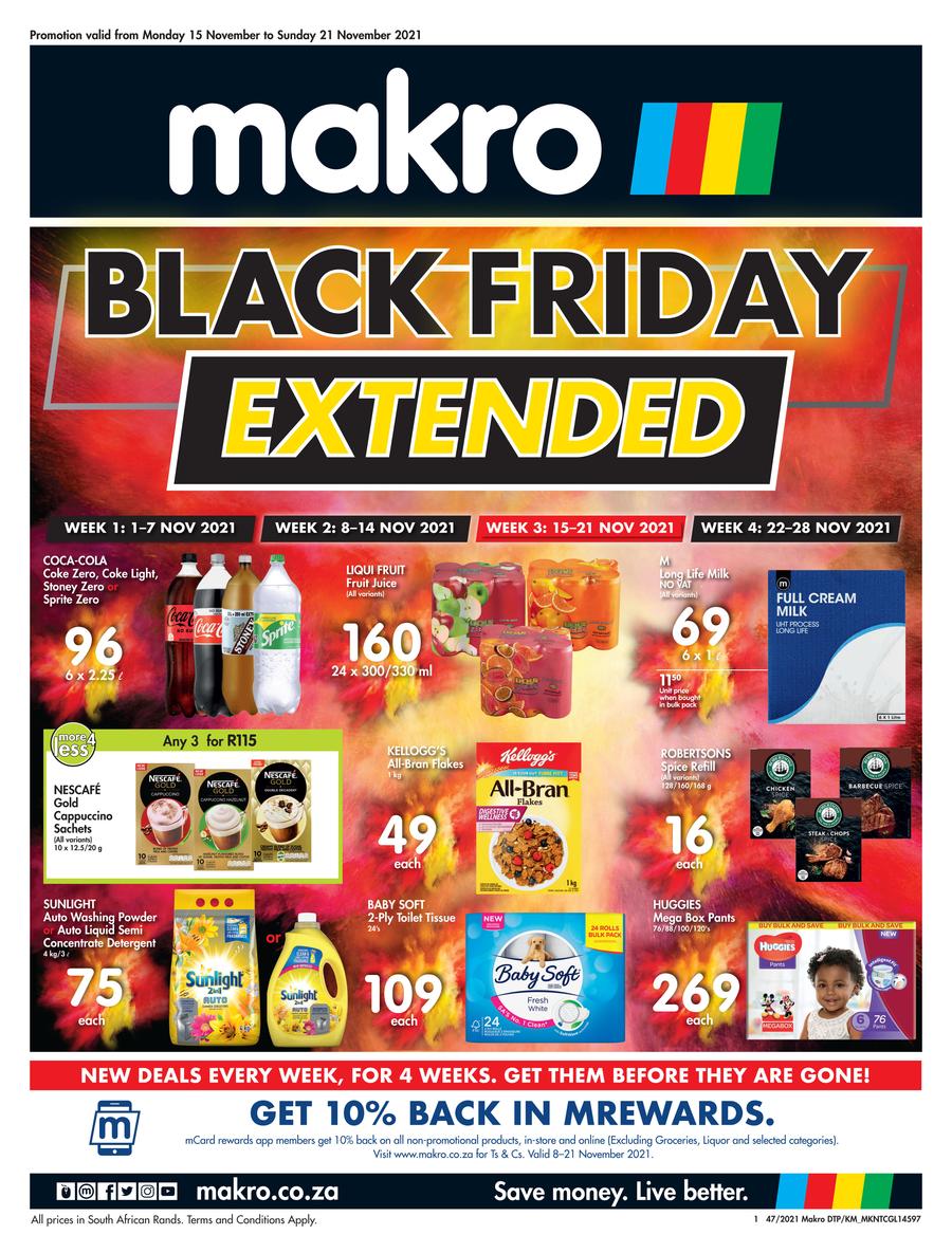 Makro Groceries & Liquor : Black Friday Extended Week 3 (15 November - 21 November 2021), page 1
