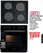 Defy 600mm Slimline Undercounter Oven & Solid Hob Set