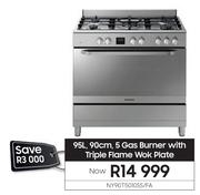 Samsung 95L 90cm 5 Gas Burner With Triple Flame Wok Plate NY90T5010SS/FA