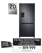 Samsung 470L Black French Door Fridge With Drawer & Twin Cooling System RF49A5202B1/FA
