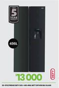 Defy 496L Nett BLK Glass SxS + WD Fridge DFF456 20-576