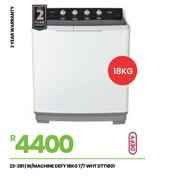 Defy 18Kg T/T WHT W/Machine DTT1801 22-281