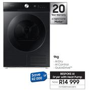 Samsung 9Kg Bespoke Al Dryer With Heat Pump DV9BB9440GBFA
