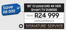 Samsung 85" Crystal UHD 4K HDR Smart TV DU8000 UA85DU8000KXXA