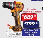 Ingco Cordless Drill Metal Chuck 48572