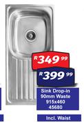 Sink Drop In 90mm Waste 45680-915 x 460