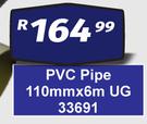 PVC Pipe 110mm x 6m UG 33691