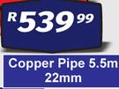 Copper Pipe 5.5m 22mm