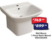 Wall Mount 1 Piece Basin Marvel 450 x 435 x 835