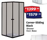 Corner Sliding Black Shower