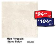 Matt Porcelain (Stone Beige) 600 x 600-Per Sqm