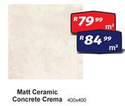 Matt Ceramic (Concrete Crema) 400 x 400-Per Sqm
