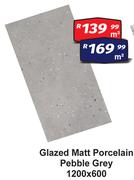 Glazed Matt Porcelain (Pebble Grey)-1200 x 600-Per Sqm