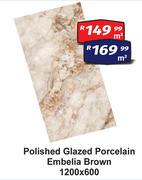 Polished Glazed Porcelain Embelia (Brown) 1200 x 600-Per Sqm