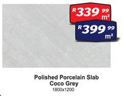 Polished Porcelain Slab (Coco Grey) 1800 x 1200-Per Sqm