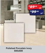 Polished Porcelain (Ivory) 600 x 600-Per Sqm