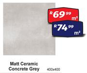 Matt Ceramic (Concrete Grey) 400 x 400-Per Sqm