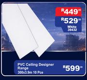 PVC Ceiling Designer Range White 300 x 3.9m 10 Pce 39432