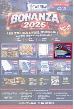 K Carrim Builders Mecca : Bonanza 2026 (29 May - 6 July 2026), page 1