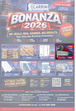 K Carrim Builders Mecca : Bonanza 2026 (29 May - 6 July 2026), page 1