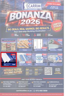 K Carrim Builders Mecca : Bonanza 2026 (29 May - 6 July 2026), page 1