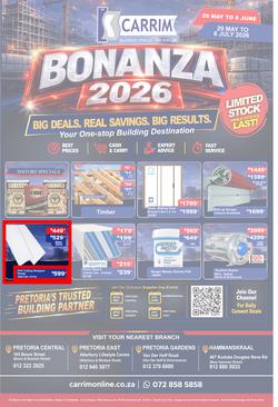 K Carrim Builders Mecca : Bonanza 2026 (29 May - 6 July 2026), page 1