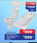 Box Suits 5pce Basin, Pedestal, Pan, Cistern, Mech 32767 