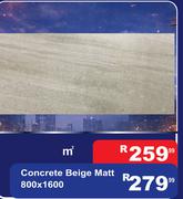 Concrete Beige Matt 800 x 1600-M²