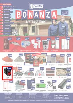 K Carrim Builders Mecca : Bonanza Best Price Today (14 June - 11 July 2022), page 1