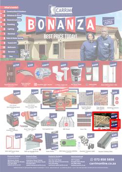 K Carrim Builders Mecca : Bonanza Best Price Today (14 June - 11 July 2022), page 1