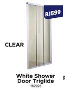 White Shower Door Triglide Clear