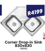 Corner Drop In Sink 830 x 830