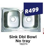 Sink Dbl Bowl No Tray